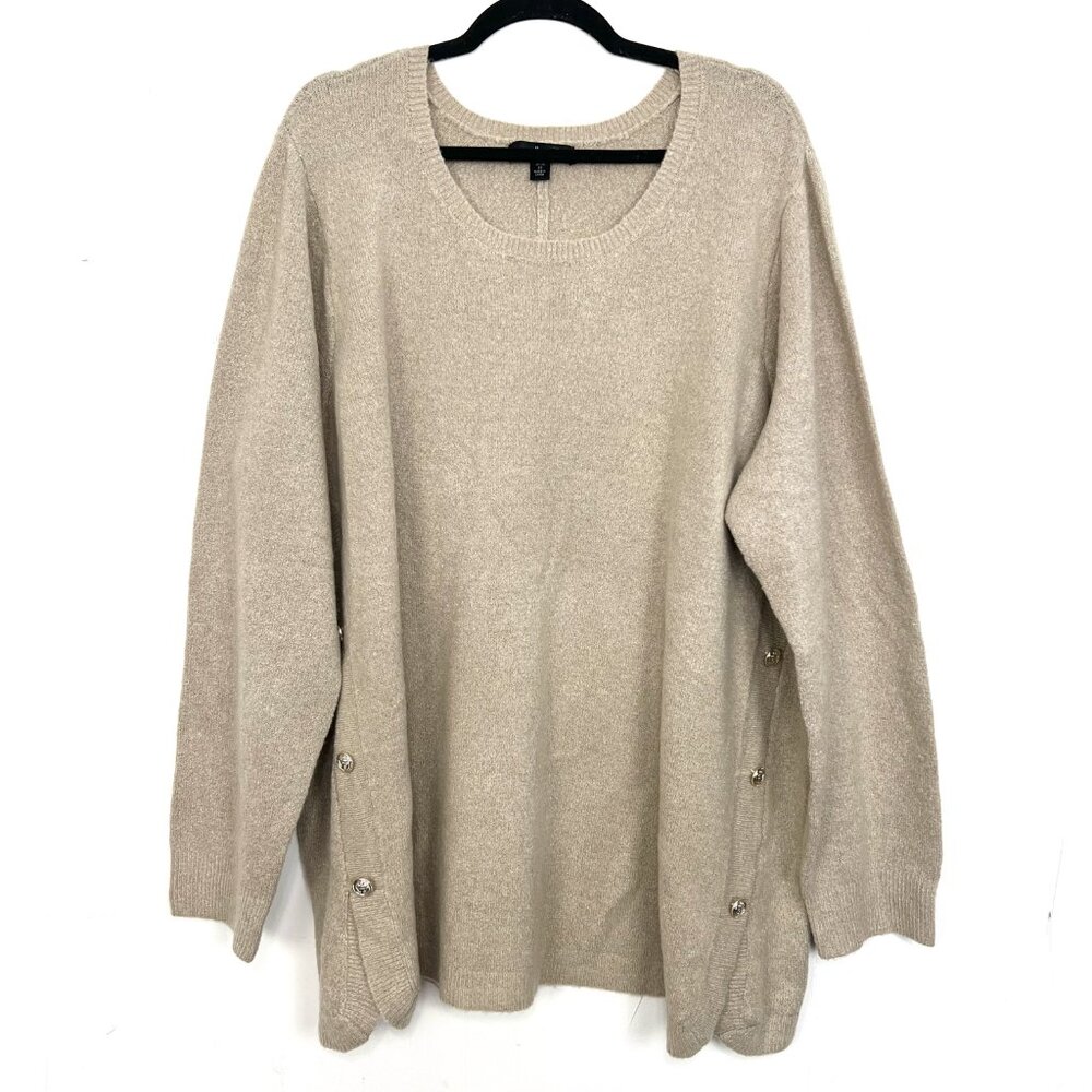 Ellos Tan Button Accent Soft Knit‎ Sweater 26/28 2X 3X-4X